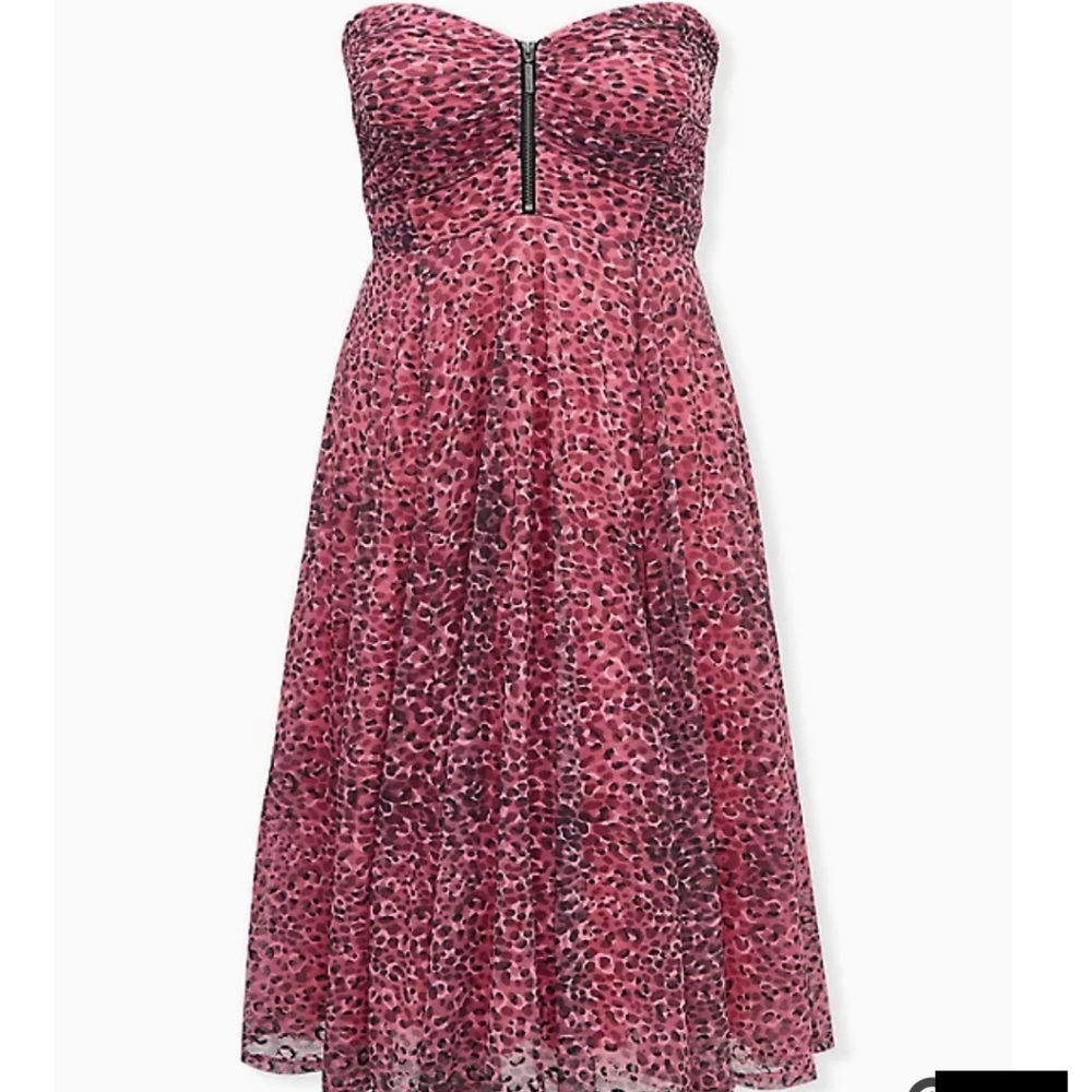 🆕SIZE 18 BETSEY JOHNSON PINK & BLACK LEOPARD PRINT LACE MESH TULLE DRES